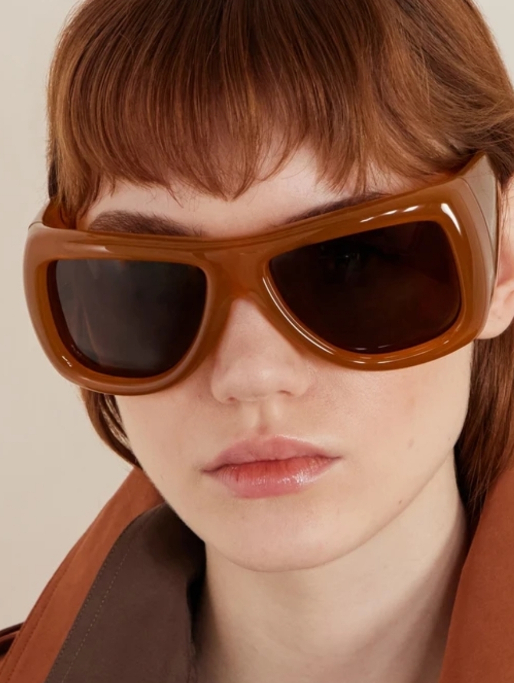 Saint Laurent Designer Runway Amber Brown Shield Sunglasses Japan